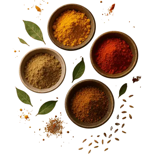 Authentic Indian Spices in bowls