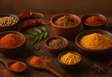 Authentic Indian spice mixes in bowls Authentic Indian spice mixes in bowls