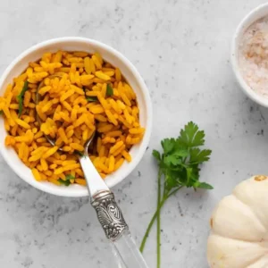 A bowl of rice mixed with DNachiys Annam pappu podi