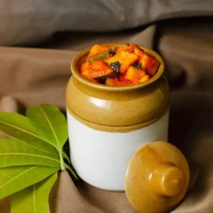 A jar with DNachiys Mango Pickle