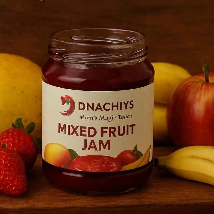 A jar of DNachiys Mixed Fruit Jam